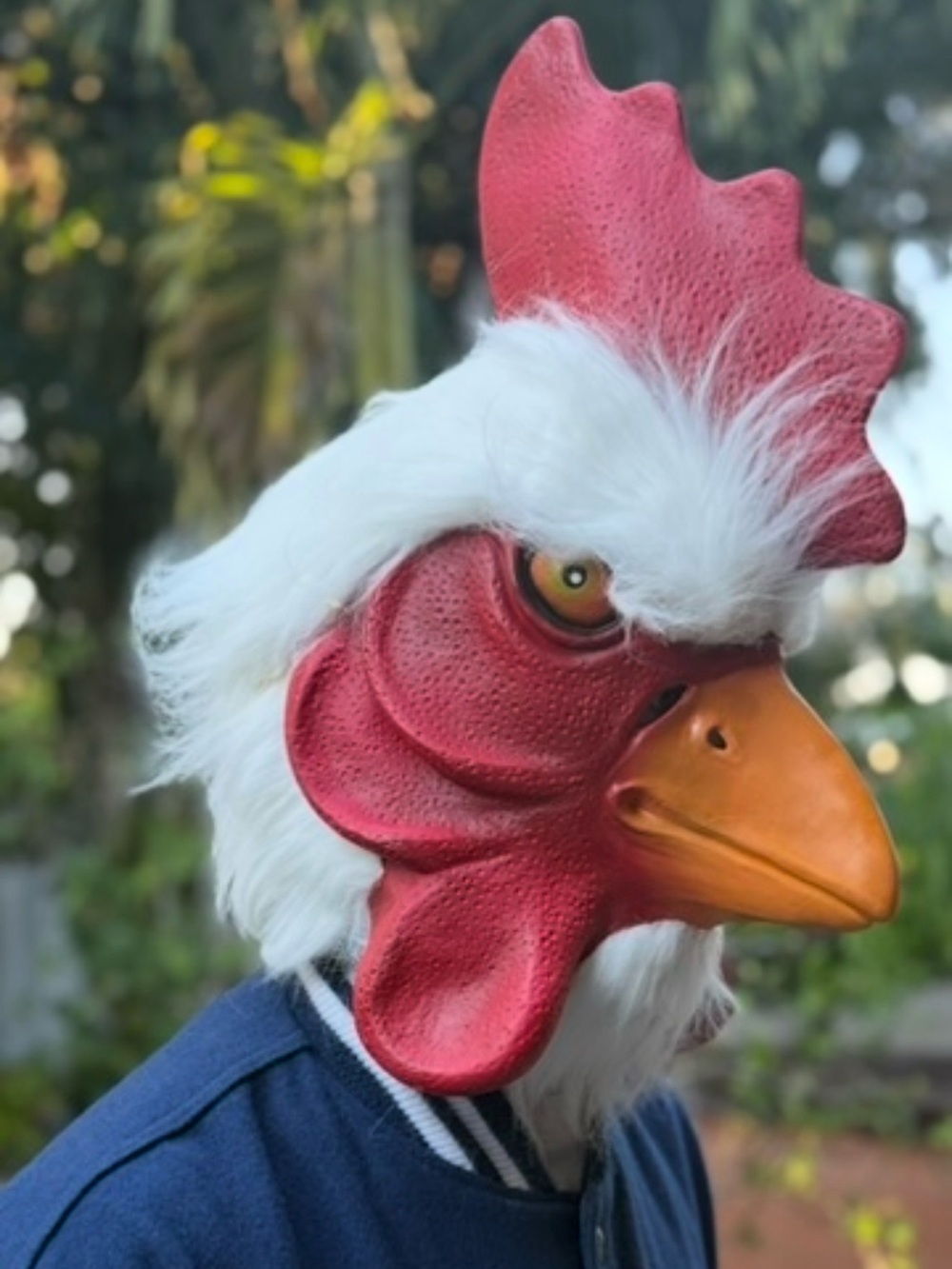 Retro Arcade Rooster Chicken Head Latex Mask Adult Halloween Cosplay Prank - Picture 4 of 4